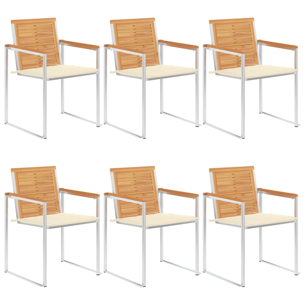Sedie Da Giardino Con Cuscini 6 Pz In Legno Massello Di Teak - Image 5