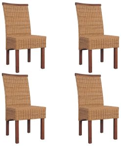 Sedie Da Pranzo 4 Pz Marroni In Rattan Naturale
