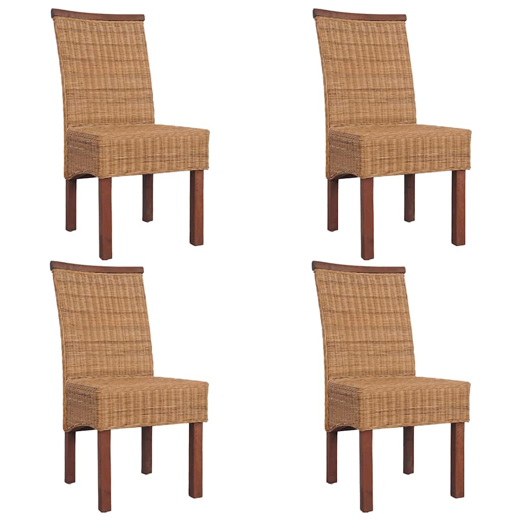 Sedie Da Pranzo 4 Pz Marroni In Rattan Naturale