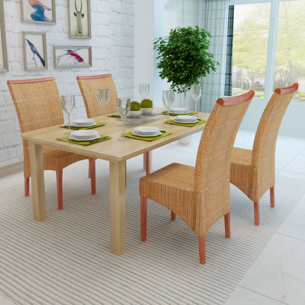 Sedie Da Pranzo 4 Pz Marroni In Rattan Naturale - Image 5