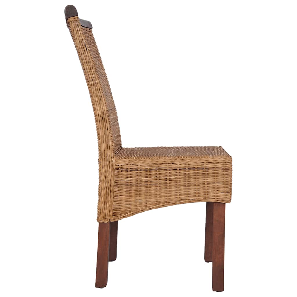 Sedie Da Pranzo 4 Pz Marroni In Rattan Naturale - Image 2