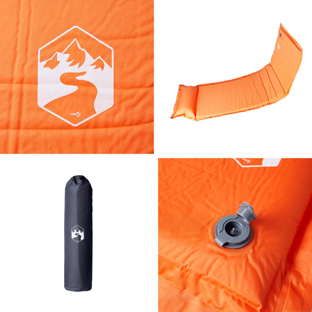 Materasso Campeggio Autogonfiabile Cuscini 1 Persona Arancio - Image 4
