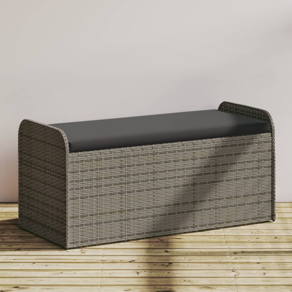 Cassapanca Con Cuscino Grigia 115x51x52 Cm In Polyrattan - Image 5
