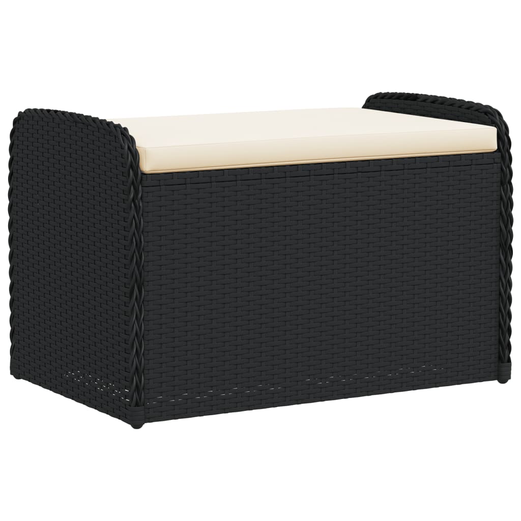 Cassapanca Con Cuscino Nera 80x51x52 Cm In Polyrattan - Image 6