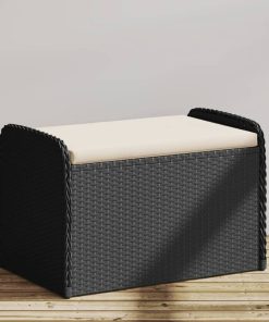 Cassapanca Con Cuscino Nera 80x51x52 Cm In Polyrattan