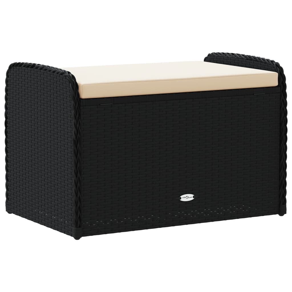 Cassapanca Con Cuscino Nera 80x51x52 Cm In Polyrattan - Image 2