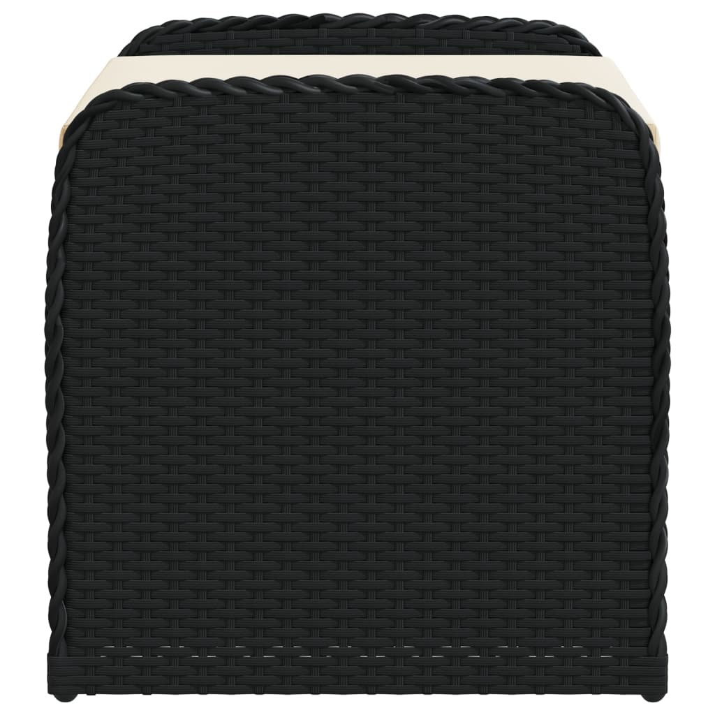 Cassapanca Con Cuscino Nera 80x51x52 Cm In Polyrattan - Image 3