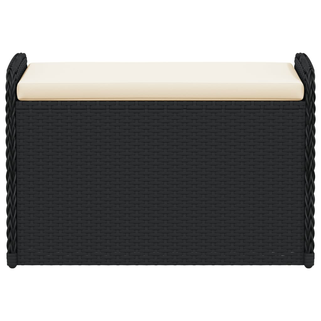 Cassapanca Con Cuscino Nera 80x51x52 Cm In Polyrattan - Image 4