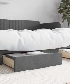 Cassetti Da Letto 2pz Grigio Scuro In Truciolato E Tessuto