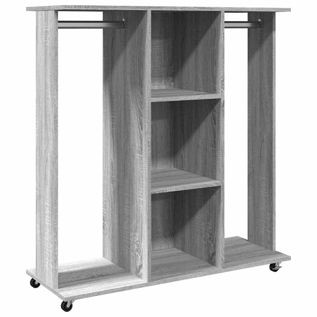 Armadio Con Ruote Grigio Sonoma 102x38x110 Cm Legno Multistrato