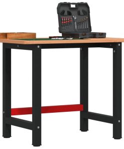 Banco Lavoro 100x60x81,5 Cm Legno Massello Faggio Rettangolare