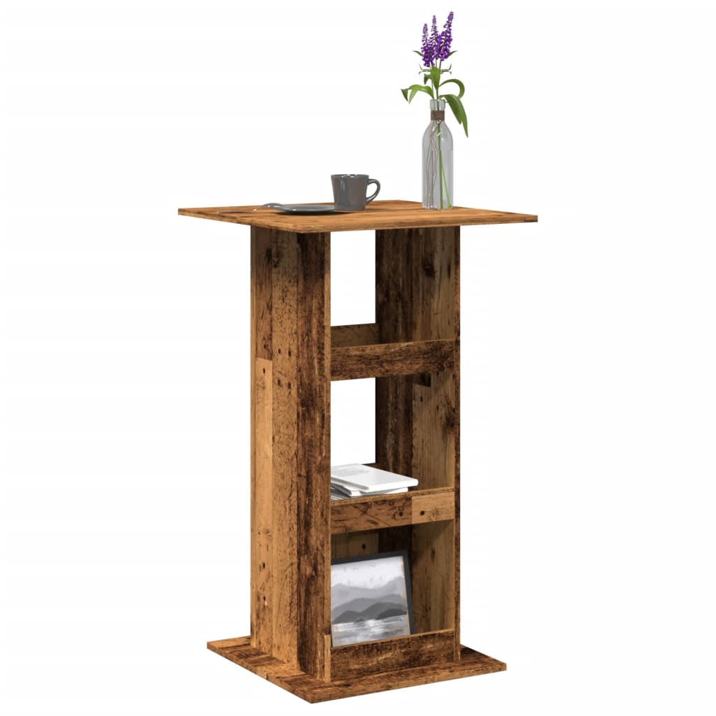 Tavolo Bar Portaoggetti Legno Antico 60x60x102cm In Multistrato