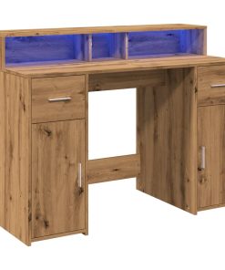Scrivania Con Luci Led Rovere 120x55x91 Cm In Legno Multistrato