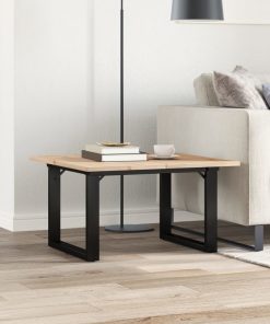 Tavolino Da Salotto Telaio A O 60x60x40cm Legno Pino E Acciaio