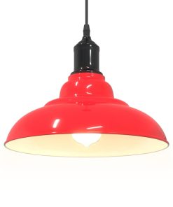 Lampada Sospensione Regolabile E27 Rosso Lucido Ø31 Cm Metallo