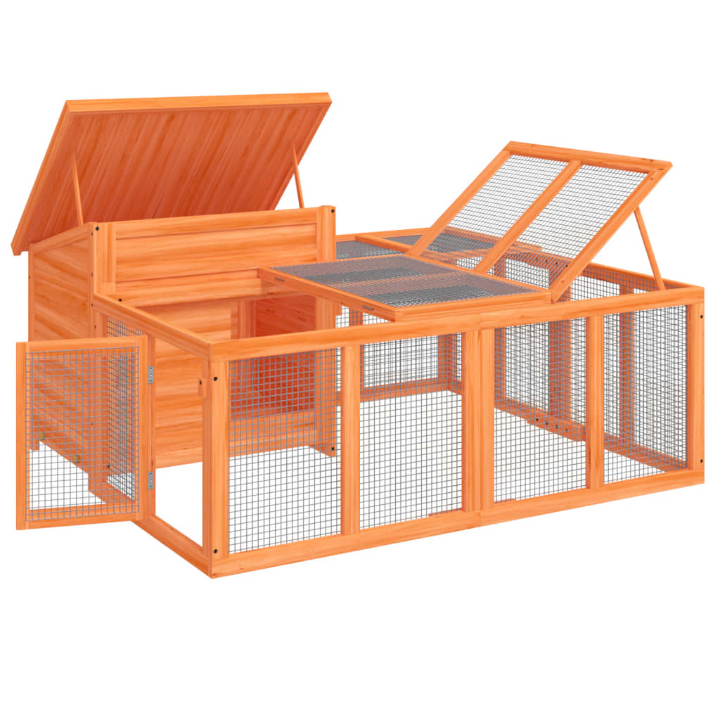 Conigliera Marrone 144x123x67,5 Cm In Legno Massello Di Pino