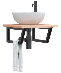 Reggimensole Per Lavabo 2 Pz Nere Trapezio In Acciaio