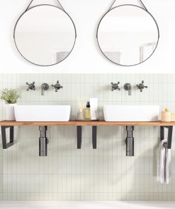 Reggimensole Per Lavabo 2 Pz Nere Trapezio In Acciaio