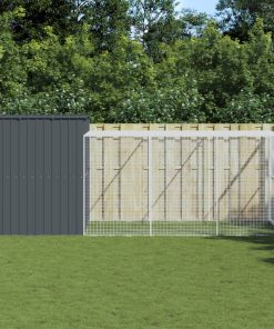 Casetta Cani Con Corsa Antracite 214x457x181 Cm Acciaio Zincato