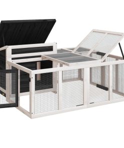 Conigliera Grigia 144x123x67,5 Cm In Legno Massello Di Pino