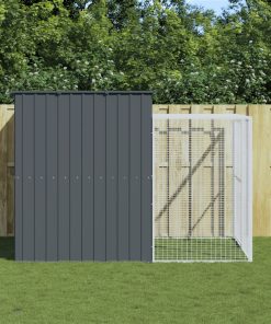 Casetta Cani Con Corsa Antracite 214x253x181 Cm Acciaio Zincato