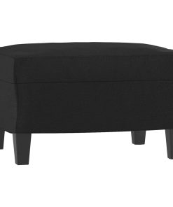 Divano A 3 Posti Con Poggiapiedi Nero 180 Cm In Similpelle