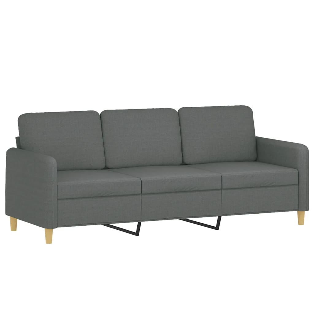 Set Di Divani 3 Pz Con Cuscini Grigio Scuro In Tessuto - Image 5