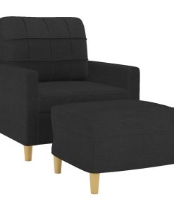 Poltrona Con Poggiapiedi Nero 60 Cm In Tessuto