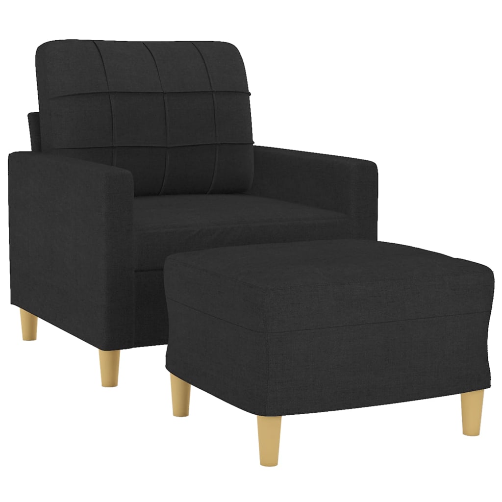 Poltrona Con Poggiapiedi Nero 60 Cm In Tessuto