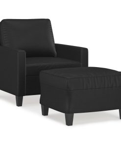 Poltrona Con Poggiapiedi Nero 60 Cm In Similpelle