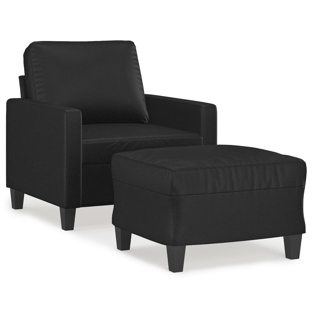 Poltrona Con Poggiapiedi Nero 60 Cm In Similpelle
