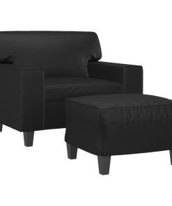 Poltrona Con Poggiapiedi Nero 60 Cm In Similpelle