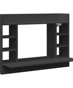 Scrivania A Parete Nera 105x48x75 Cm In Legno Multistrato
