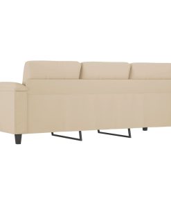 Divano A 3 Posti Crema 180 Cm In Tessuto Microfibra