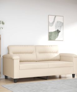 Divano A 2 Posti Beige 140 Cm In Tessuto Microfibra