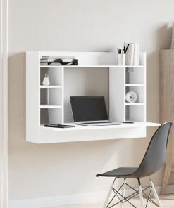 Scrivania A Parete Bianca 105x48x75 Cm In Legno Multistrato