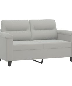 Divano 2 Posti Cuscini Grigio Chiaro 120 Cm Tessuto Microfibra