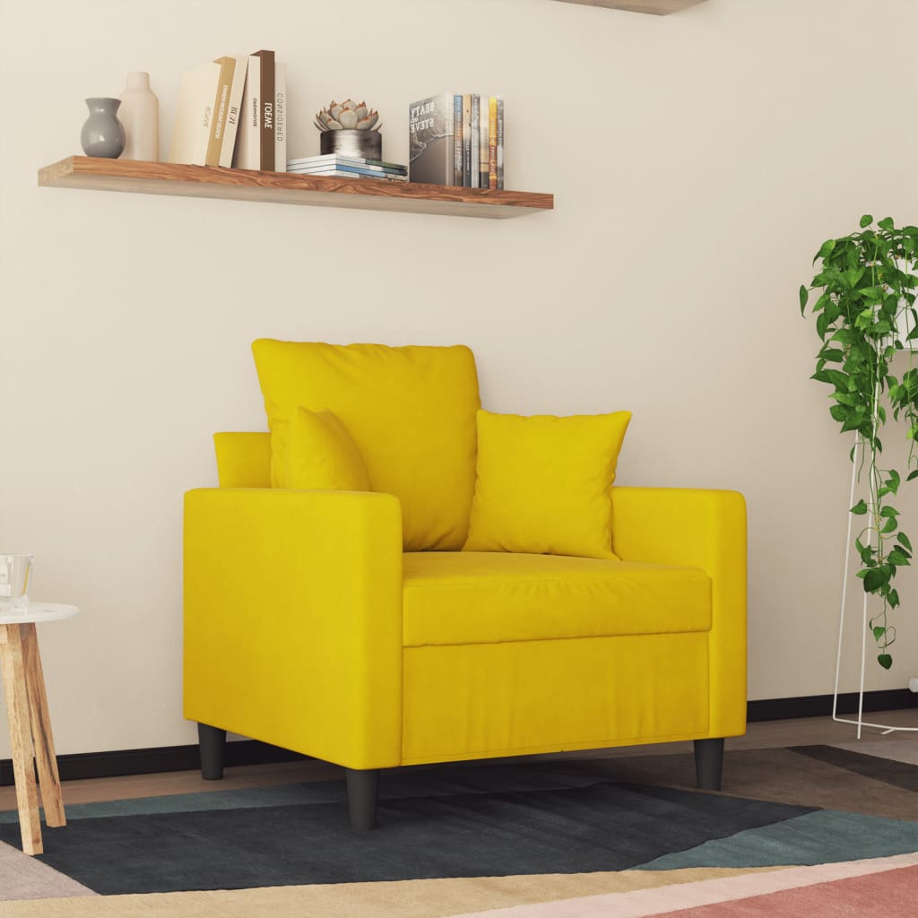 Poltrona Giallo 60 Cm Velluto