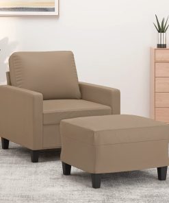 Poltrona Con Poggiapiedi Cappuccino 60 Cm In Similpelle