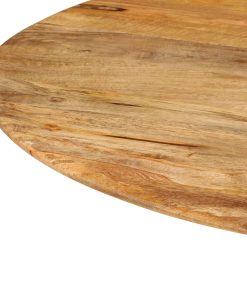Tavolo Da Pranzo Ø110x78cm In Legno Massello Di Mango E Acciaio