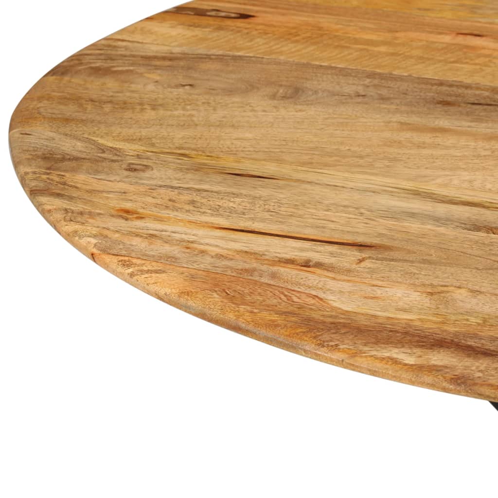Tavolo Da Pranzo Ø110x78cm In Legno Massello Di Mango E Acciaio