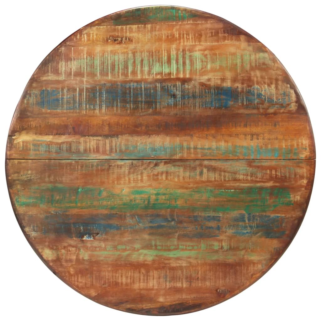 Tavolo Da Pranzo Ø110x78cm Legno Massello Di Recupero E Acciaio