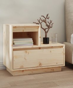 Comodino 60x34x51 Cm In Legno Massello Di Pino