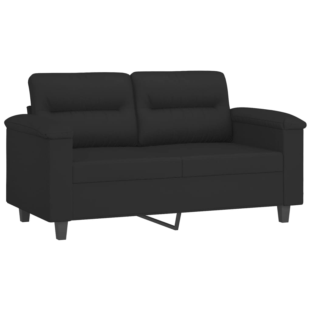 Set Divani 2 Pz Con Cuscini Nero In Tessuto Microfibra