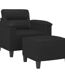 Poltrona Con Poggiapiedi Nero 60 Cm In Similpelle