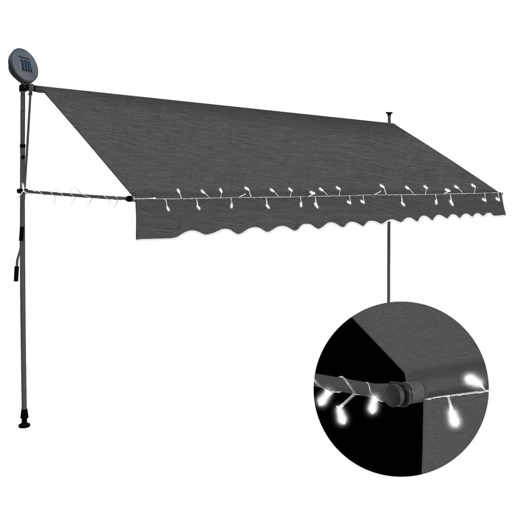 Tenda Da Sole Retrattile Manuale Con Led 350 Cm Antracite - Image 4