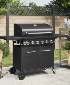 Griglia Barbecue A Gas Con 7 Bruciatori Nero In Acciaio