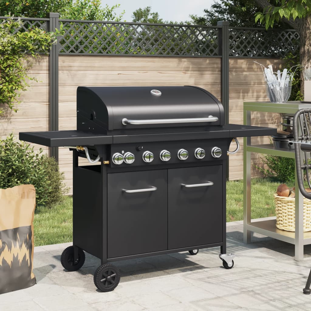 Griglia Barbecue A Gas Con 7 Bruciatori Nero In Acciaio