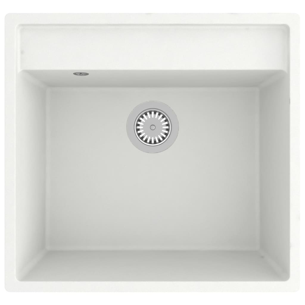 Lavello Da Cucina Con Foro Troppopieno Bianco In Granito - Image 5