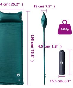 Materasso Campeggio Autogonfiabile Con Cuscini 1 Persona Verde